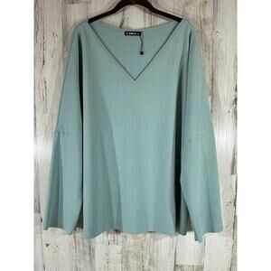 Sheilay Womens Pullover Fleece Style Shirt Size‎ XL  Seafoam Green Vneck READ